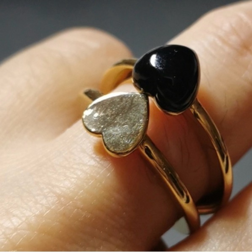 Gold and Black Heart Rings (2)